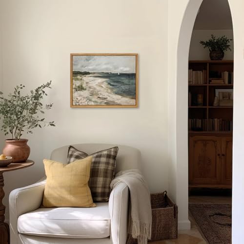KBKBART Vintage Wall Art, Retro Coastal Seaside Beach House Framed Canvas Art - Image 4