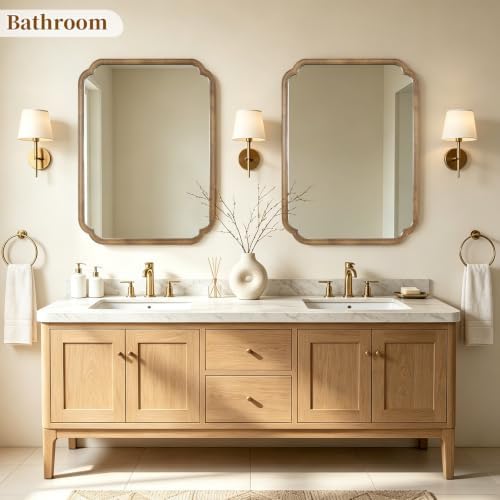HOMECOOKIN Wood Bathroom Mirror - Image 3