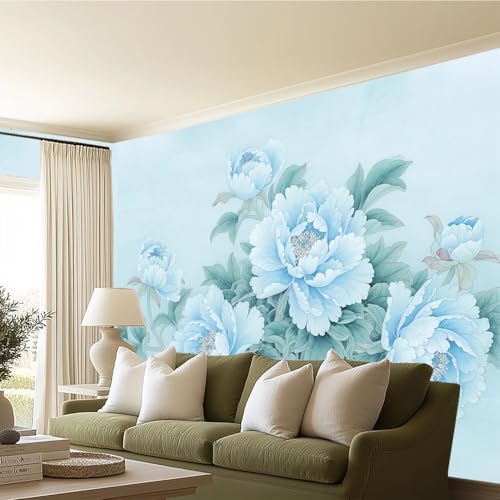 Blue Flower Cluster Realistic Style Landscape Mural Flower self-Adhesive - Image 3