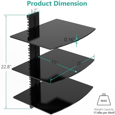 WALI 3 Tier Glass Floating TV Wall Shelf - Image 3