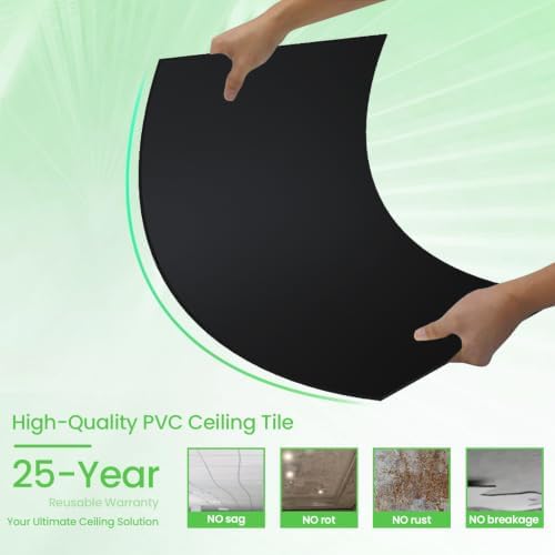 20 PCS 2x4 FT Black Ceiling Tiles, 24x48 Inch PVC Waterproof Ceiling Panels - Image 3
