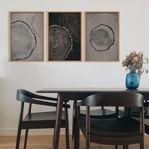 Ausril Large Neutral Tree Ring Framed Canvas Wall Art Set -24"x36"x3 - Image 2