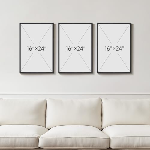 Framed Blue Green Abstract Landscape Wall Art, 3 Piece Set, Each 16x24 In - Image 3