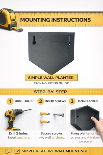 Vertical Garden Wall Planters – 2-Pack Modern Matte Black Geometric Pots - Image 5