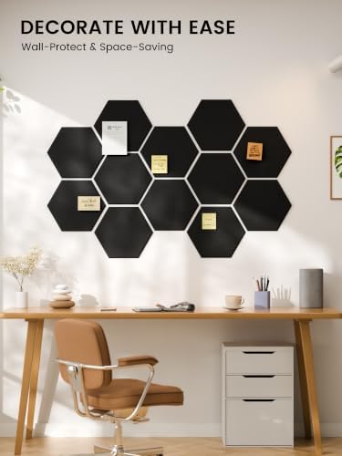 Fluxynara 12-Pack Hexagon Felt Bulletin Board Tiles - Image 6