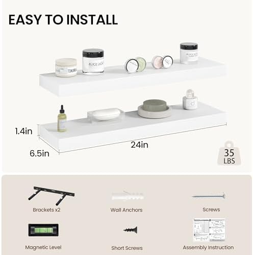 Vivelove 24 Inch Floating Shelves Wall Mounted - Image 3