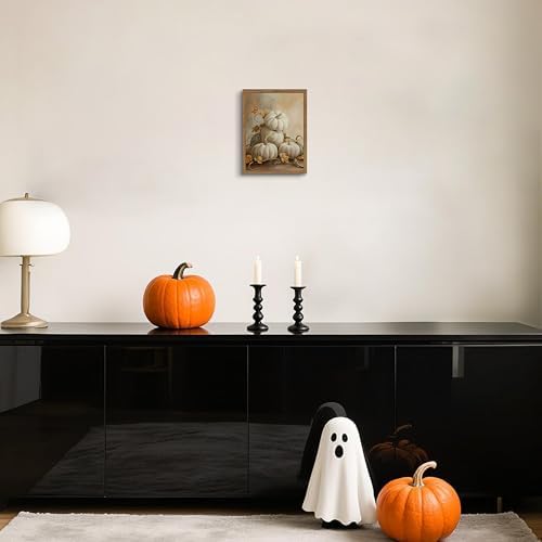 Framed Vintage Halloween Pumpkin Wall Art, Spooky Pumpkin Still Life Canvas - Image 7