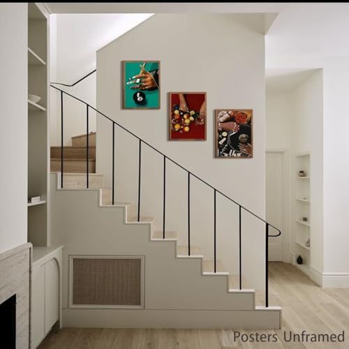XIANGRUI Billiards Wall Art Set of 3, Pool Prints 16x12In Green Black - Image 7