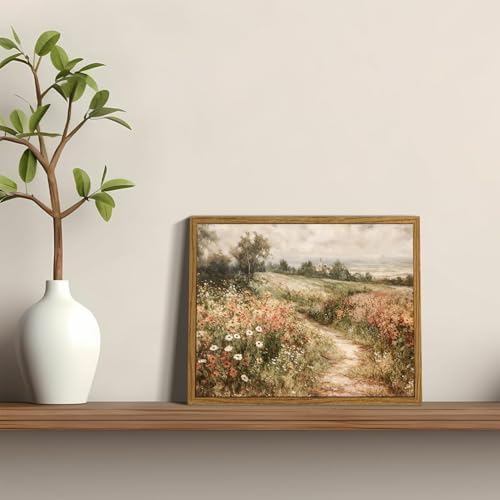 OIQArtOIQ Framed Vintage Wall Art Country Wildflower Canvas Art Paintings - Image 2