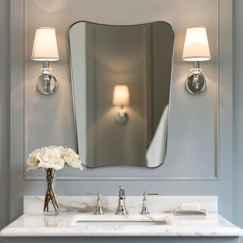ANDY STAR Chrome Mirror for Bathroom, 22x30 Inch Asymmetrical Mirror, Polished by ANDYSTAR