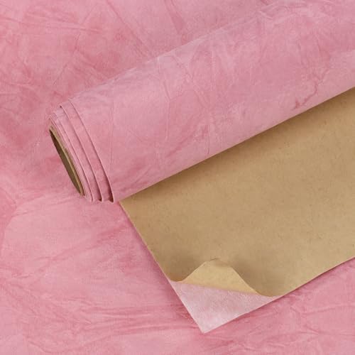 VEELIKE Bubblegum Pink Self Adhesive Crushed Velvet Fabric Roll by VEELIKE