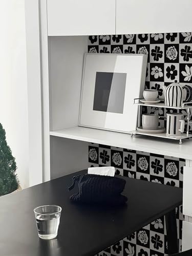 Heroad Peel and Stick Wallpaper Modern Contact Paper Black and White Floral - Image 7