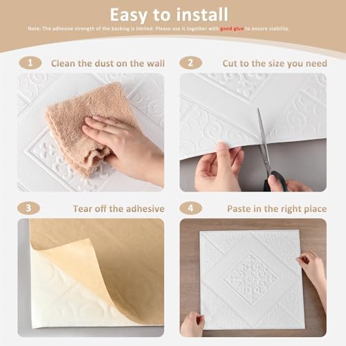 Nuanchu 20 Pcs 13.8 x 13.8 Inch Ceiling Tiles Peel and Stick - Image 3