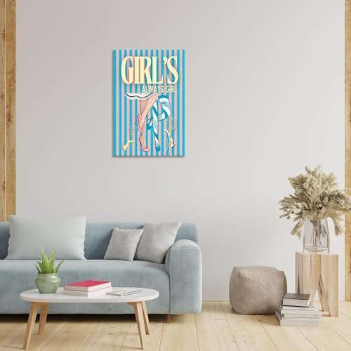 Trendy Always Girls High Heels Poster Funny Cocktail Disco Ball Canvas Wall Art - Image 4