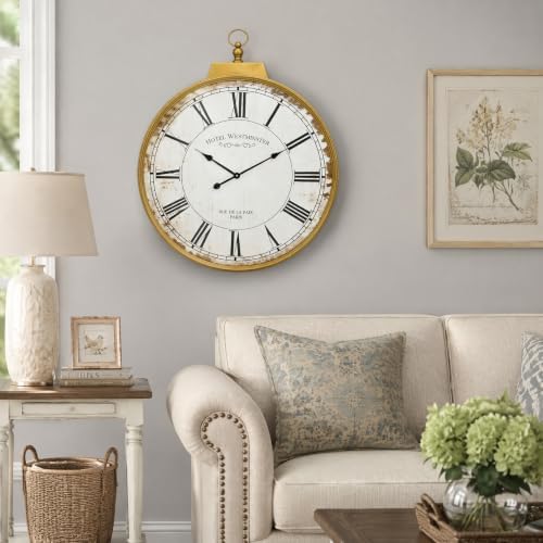 Oversized Vintage Wall Clock, 36 Inch Rustic Farmhouse by EMAXHOME