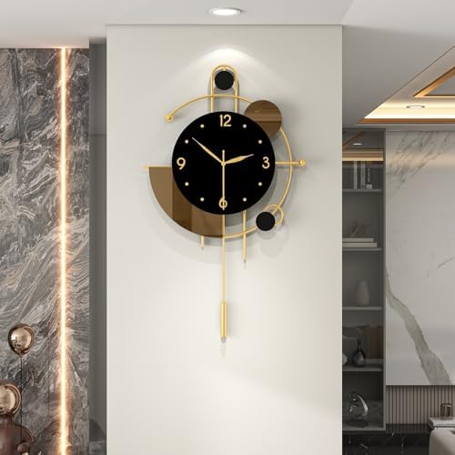 Large Modern Gold Metal Pendulum Wall Clock by CreativeClock