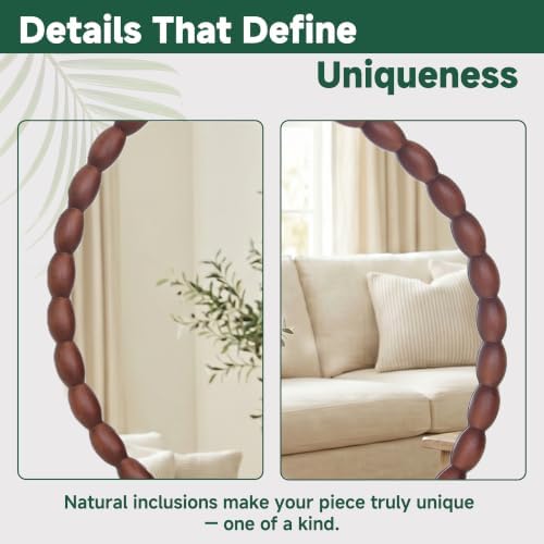30"x30" Round Solid Wood Farmhouse Decorative Wall Mirror - Image 4