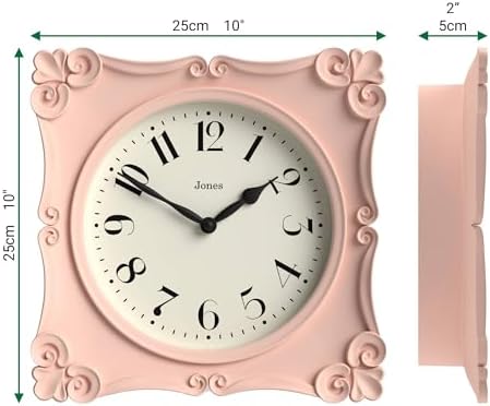 JONES CLOCKS® Rialto wall Clock | Ornate Vintage Style Square Clock | 10" | - Image 4