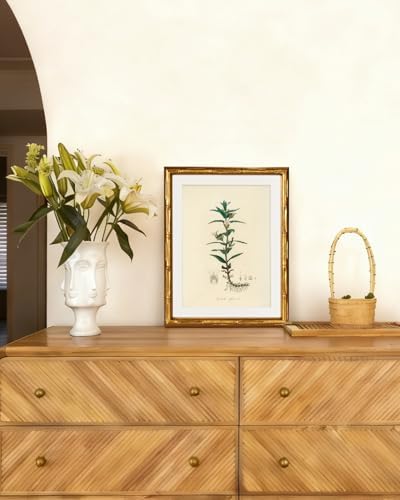 InSimSea Gold Bamboo Framed Wall Art, Vintage Kitchen Herbs Prints - Image 2