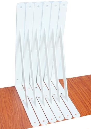 6 Pack L12 x H 8" White Heavy Duty Shelf Brackets by MHMYDZ