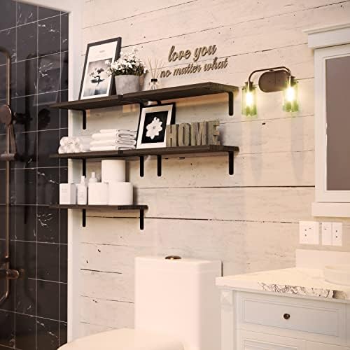 RICHER HOUSE Rustic Wood Floating Shelves Set of 5, Wall Mounted Shelf 16in - Image 6
