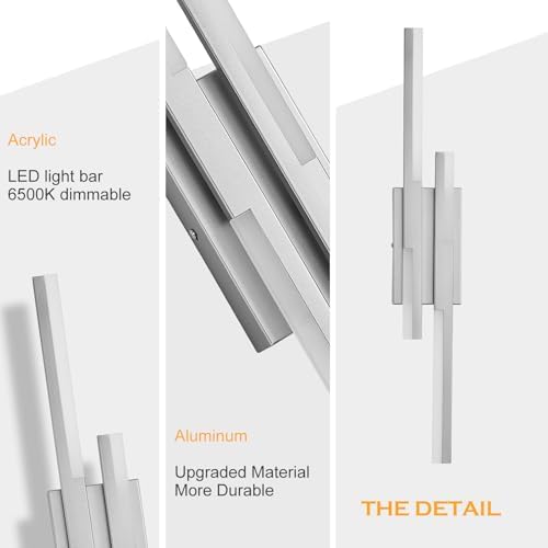 Benkut Modern LED Wall Sconce Silver Remote Wall Light Fixtures - Image 7