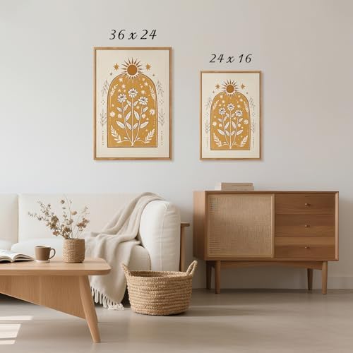 CHDITB Bohemian Sun Floral Framed Canvas Wall Art Set, Mystical Nature Wall - Image 5