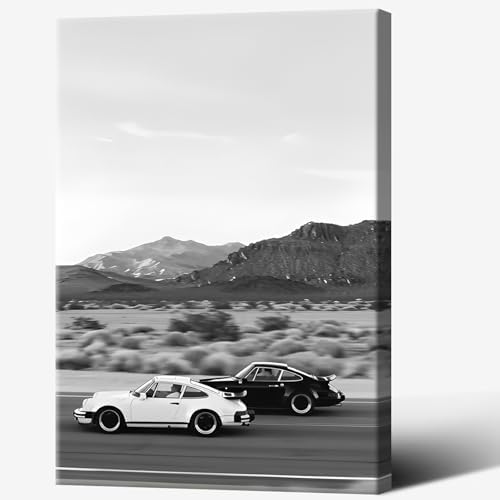 Retro Black And White Car Poster Supercar Canvas Wall Art Luxury Car Lover by Unknown