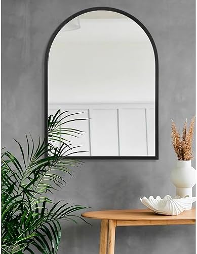 Arch Wall Mirror 28"x20" Large Black Bathroom Mirror Metal Frame Mirrors - Image 5