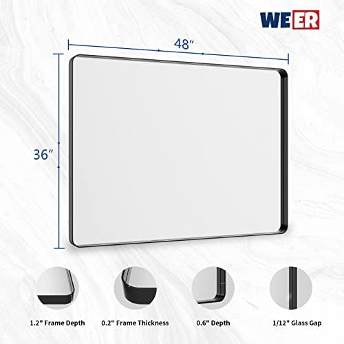 WEER Black Bathroom Vanity Mirror 48X36 Inch - Image 6