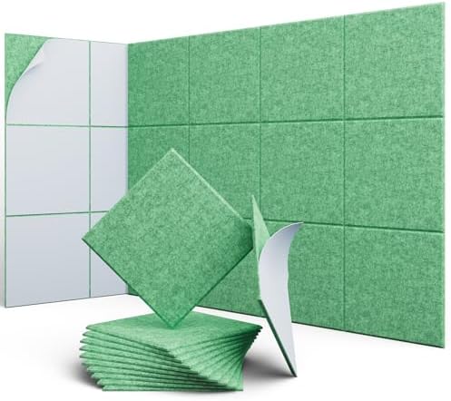 Square Acoustic Panels, 12 Pack Self-Adhesive Sound Panels by UNECHOACOUSTIC