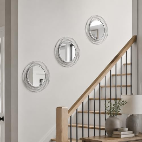 Silver Sunburst Mirror 12x12 Inch, Metal Sun Wall Decor, Small Round Decorative - Image 5