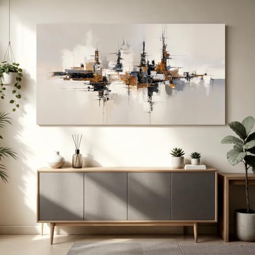Grey Color Block Large Abstract Canvas Wall Art Decor - Image 3