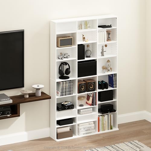 Furinno Jaya DVD Shelf, 24-Shelf Wide CD Rack, Media Shelf - Image 2