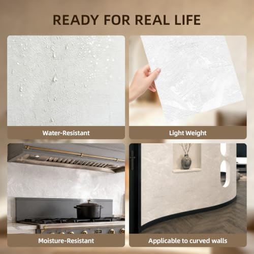 WADILE Peel and Stick Concrete Wall Panels, 11.8" x 23.6" PVC Faux Cement Wall - Image 5