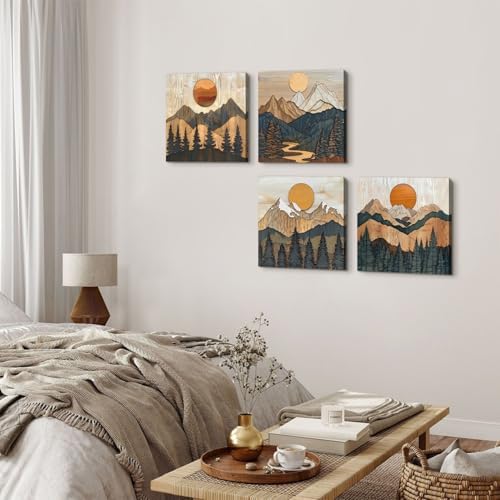 Boho Wall Art Mountain Pictures Wall Decor Farmhouse Pine Tree Canvas Prints - Image 6