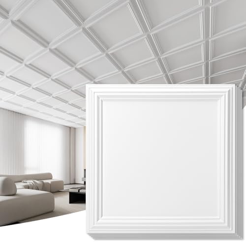 Art3d 24-Pack Waterproof Drop Relief Ceiling Tiles, 24 x 24 in by Art3d
