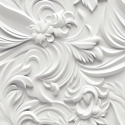 Peel and Stick Wallpaper White Gray Scroll Floral Modern by WEISENI
