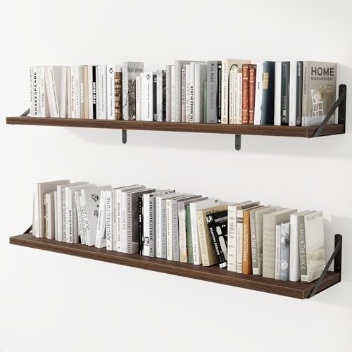Deep Wall Shelves 55"W x 8"D Engineered Wood Floating Shelves by Venusmiles