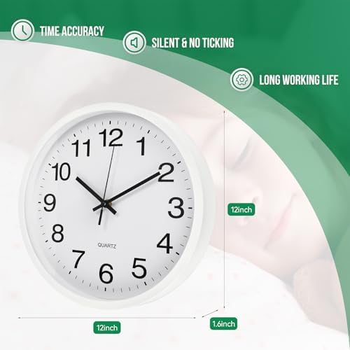 Wall Clock Modern Simple Style Round Plastic Decor Clock Non-Ticking Silent - Image 3