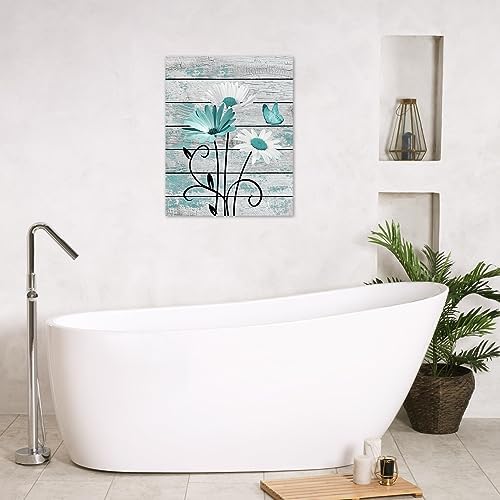 HVEST Farmhouse Teal Floral Wall Art - Image 5