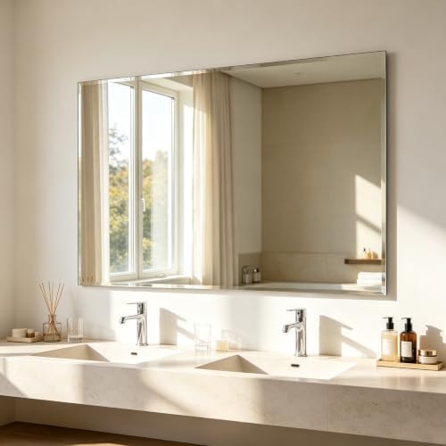 Frameless Wall Mirror 55” x 30“ Bathroom Mirror by Ruomeng