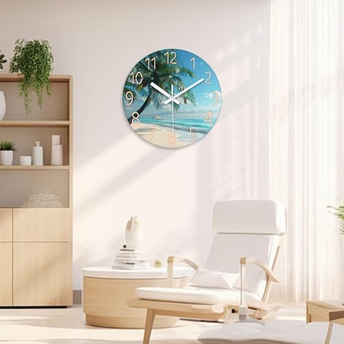 XFM Large Tropical Beach Wall Clock Silent Non-Ticking 24 Inch - Image 3