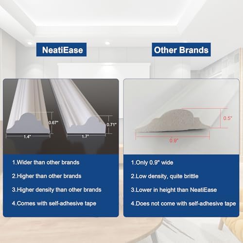 NeatiEase Peel and Stick Wall Molding Kit 6-Frame Premade, Ready-to-Assemble - Image 5