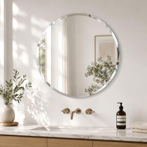 24 Inch Round Frameless Beveled Wall Mirror - Image 2