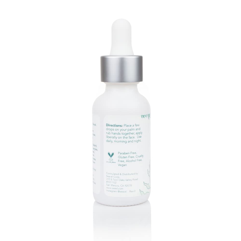 Sea-el Hyaluronic Acid & Vitamin C Facial Serum Drops Firming Hydration & Glow Anti Aging Face Moisturizer - Daily Wrinkle Diminishing Skin Care for Women & Men, Vegan - 1 Fl Oz