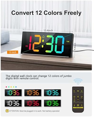 Large Digital Wall Clock 12", Digital Clock - Image 2