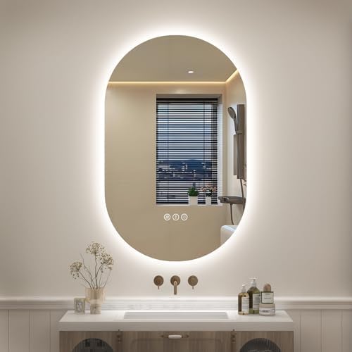 SMIROR 20x32 Oval Backlit LED Bathroom Vanity Mirror by SMIROR