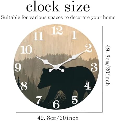 XFM Cabin Bear Wall Clock 20 Inch Large Farmhouse Wildlife - Image 6