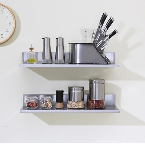VEVOR 8.6" x 24" -2Pack Stainless Steel Shelf, Wall Mounted Floating Shelving - Image 2